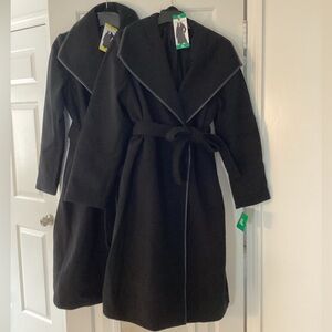 Tahari Black Wrap Trench Coat with Belt